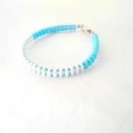 White And Blue Bracelet, Bead Bracelet, Seed Bead..