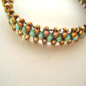 Bronze Bracelet ,turquoise Bracelet,seed Bead..