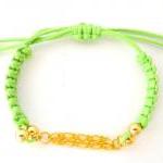 Multi Chains Green Macrame Bracelet, Gold Chain..
