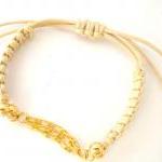 Champane Spring Macrame Bracelet, Gold Chain..