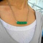 Emerald Necklace, Emerald Bar Necklace, Beaded Bar..