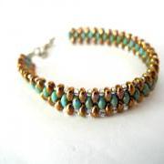 bronze bracelet ,turquoise bracelet,Seed Bead bracelet, bronze,turquoise, woven summer colors bracelet,Beaded Bracelet,