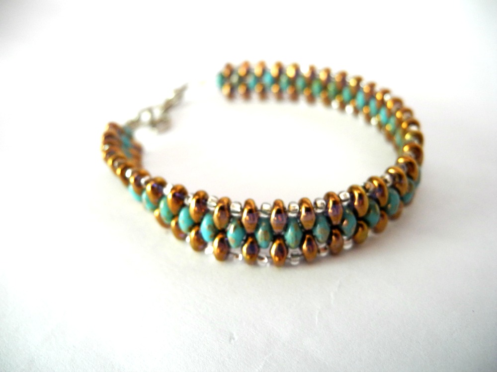 Bronze Bracelet ,turquoise Bracelet,seed Bead Bracelet, Bronze,turquoise, Woven Summer Colors Bracelet,beaded Bracelet,
