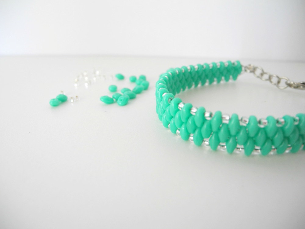 Mint Bracelet, Mint Green Beaded Bracelet, Seed Bead Bracelet, Summer Colors Bracelet, Woven, Beaded Bracelet,
