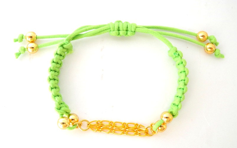 Multi Chains Green Macrame Bracelet, Gold Chain Macrame Bead Bracelet, Personalized, Charm Jewelry ,friendship ,gift